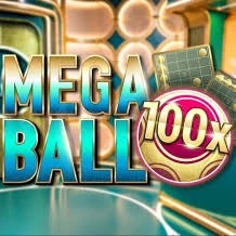 Mega Ball 100x slot icon by Evolution, available at 1Redbet